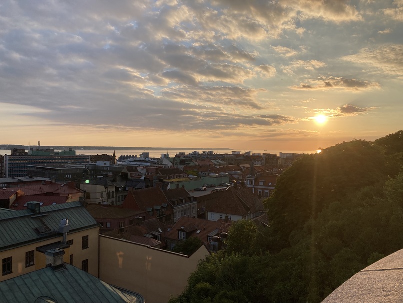 Helsingborg vue des hauteurs, avec l’Öresund en arrière plan